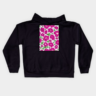 Retro Ramblin' Rose Pink and Green with Dots on White Kids Hoodie